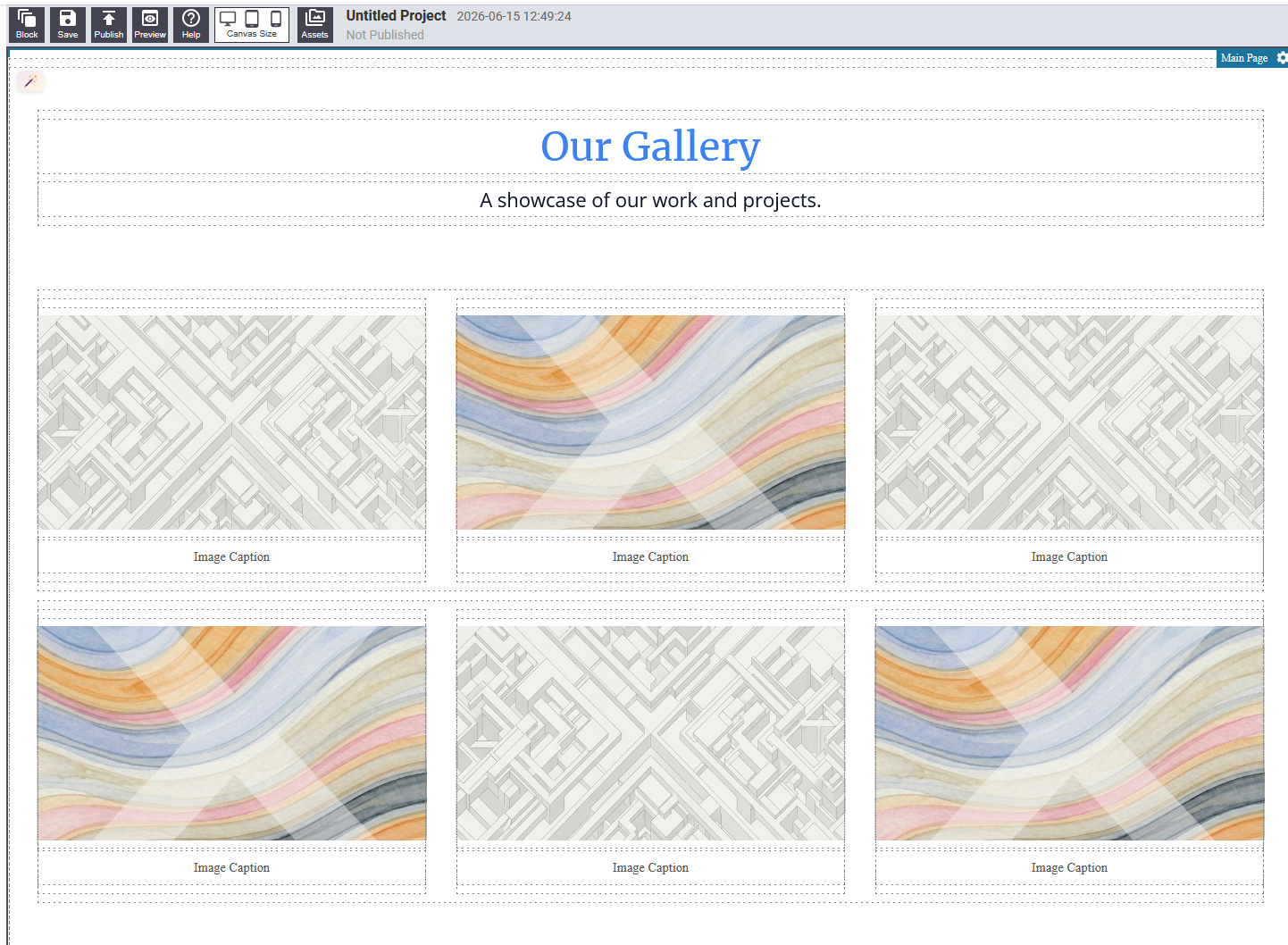 Gallery block showing a grid of photos